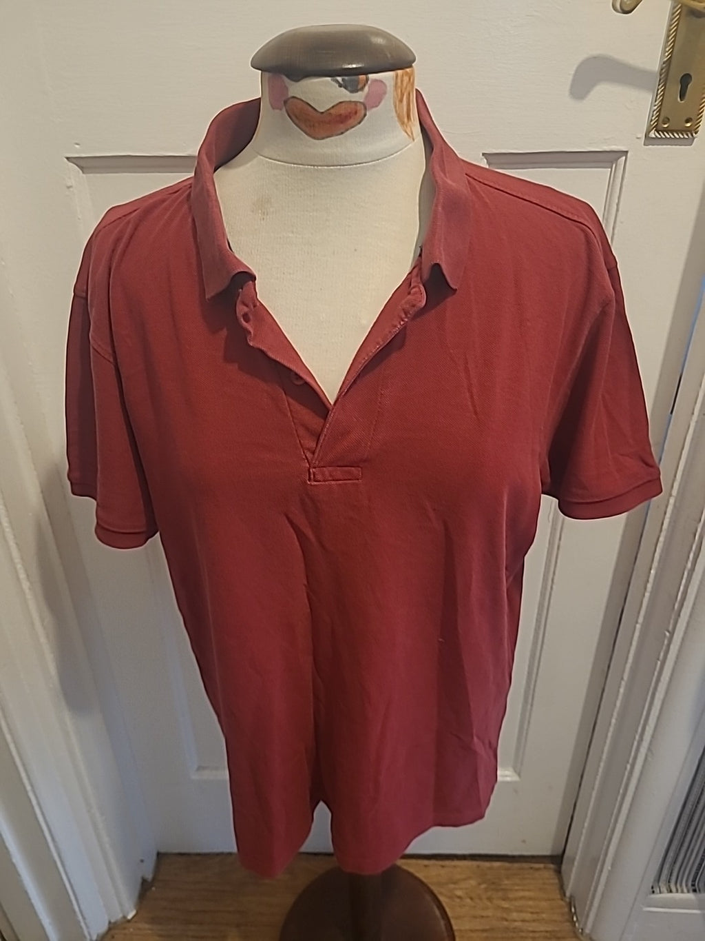 Mens Primark Size Large Red Short Sleeved Collered Polo