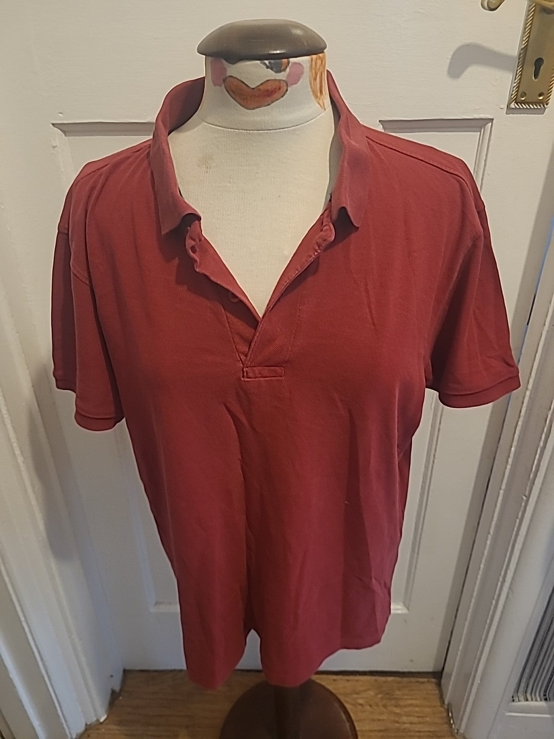 Mens Primark Size Large Red Short Sleeved Collered Polo