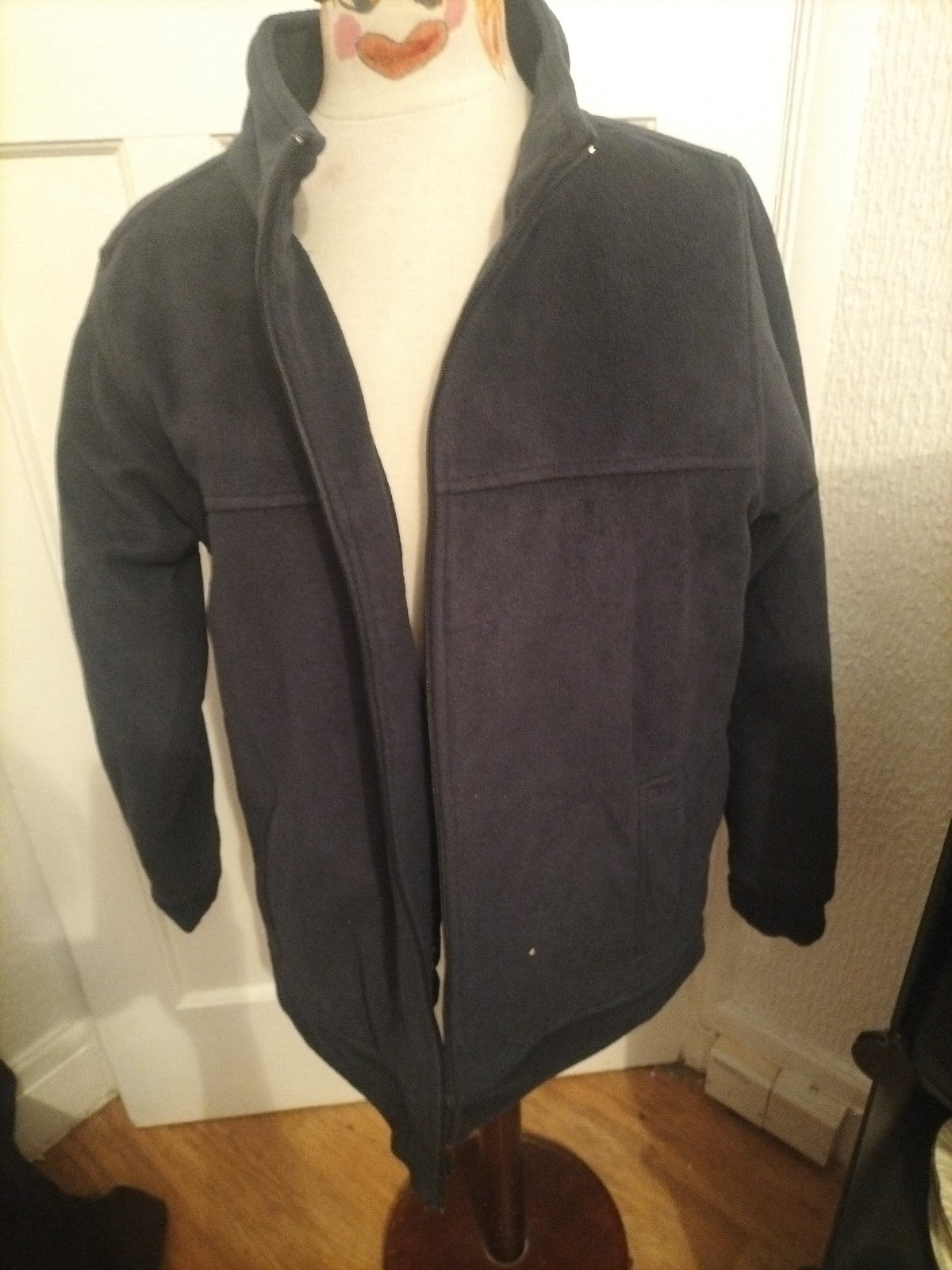 Mens EWM Size Small Navy Zip Through Cotton Blend Jacket