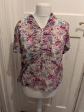 EWM 16 Purple Floral Short Sleeve Blouse