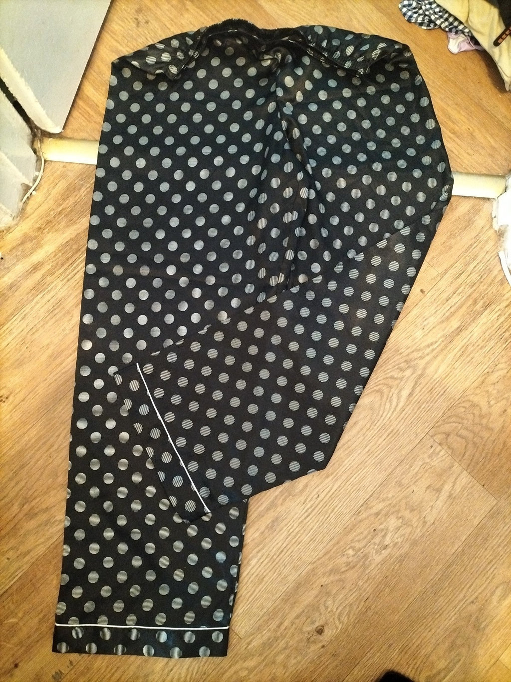 Marks And Spencer 14 Black Silver Spotty Elasticated Pyjama Bottoms