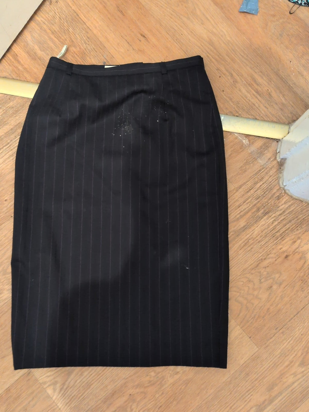 Viyella 12 Navy And Purple Pinstripe Lined Straight Skirt