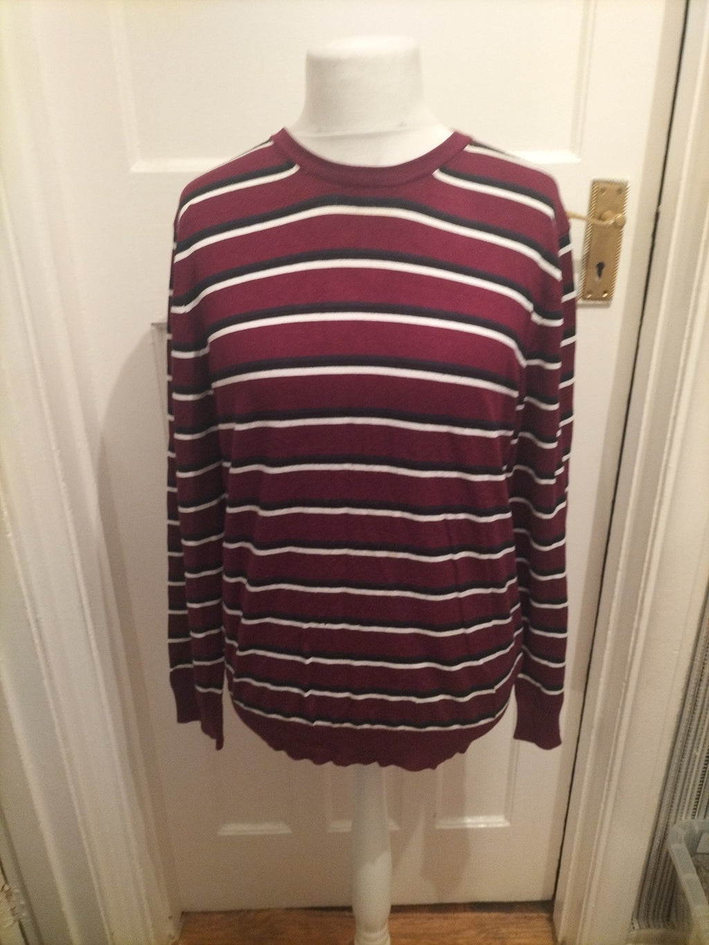 Ladies H&M Size Small Deep Purple/Black/White Long Sleeved Top