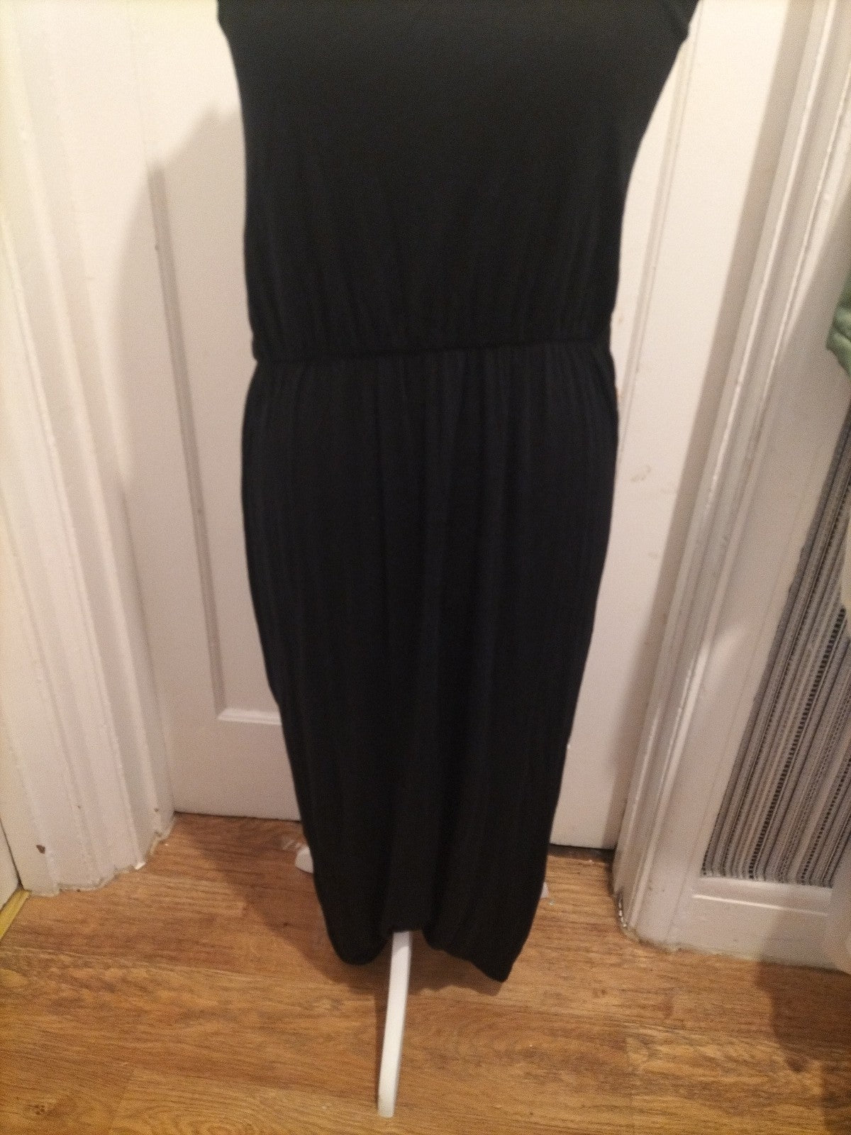 Ladies Primark Size 16 Black Long Length Sleeveless Elasticated Waist Dress