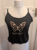 XXL Black With Gold Butterfly Beautiful Cami Top Pyjama