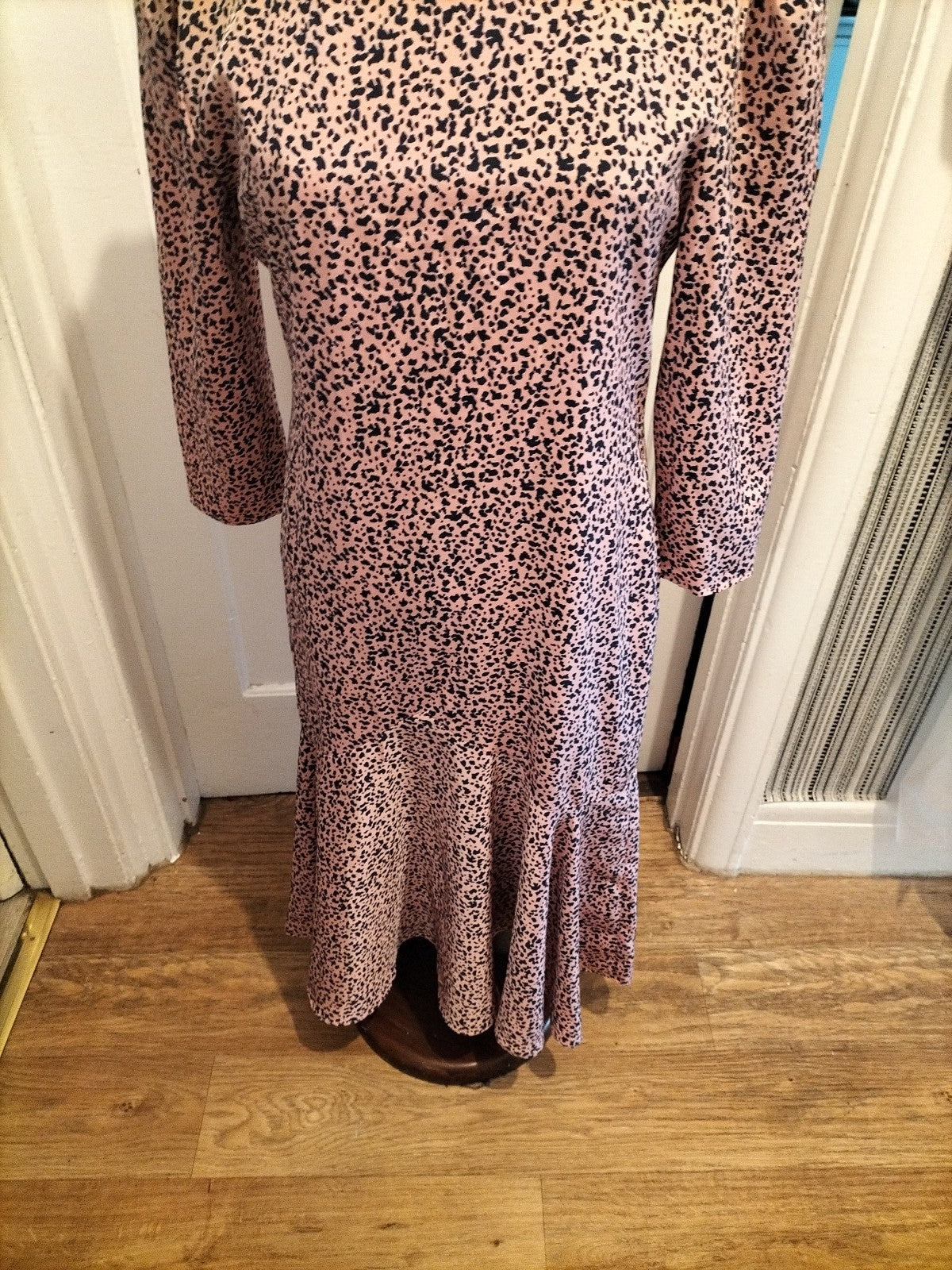 Ladies Karida London Size 12 Pink/Black Mid Sleeved Dress