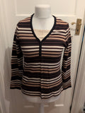 Dash 10 Brown/Beige Long Sleeve Stripe Blouse