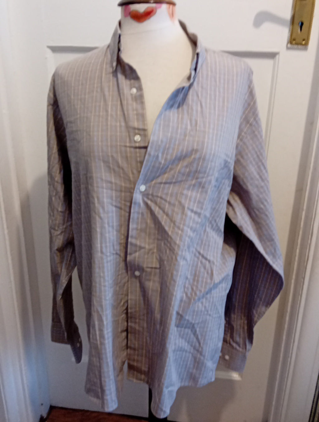 Mens Arrow Size 16.5" Blue/Grey Toned Long Sleeved Dress Formal Shirt