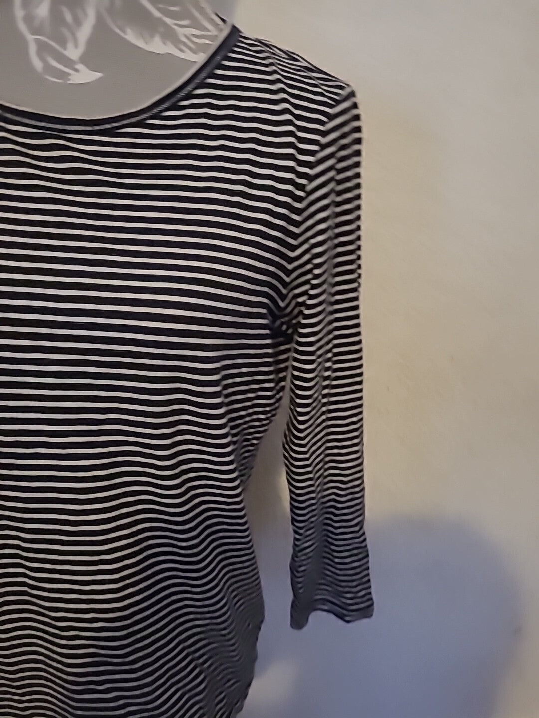 Ladies Espirit Small Striped Long Sleeved Blouse