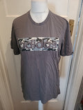 Mens Adidas Size Large Silver Print Short Sleeved Tshirt