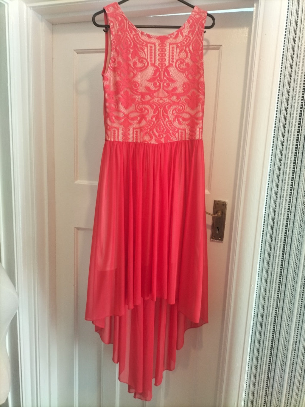 Ladies Miss Selfridge Size 8 Orange Pace Detailed Sleeveless Flowy Dress