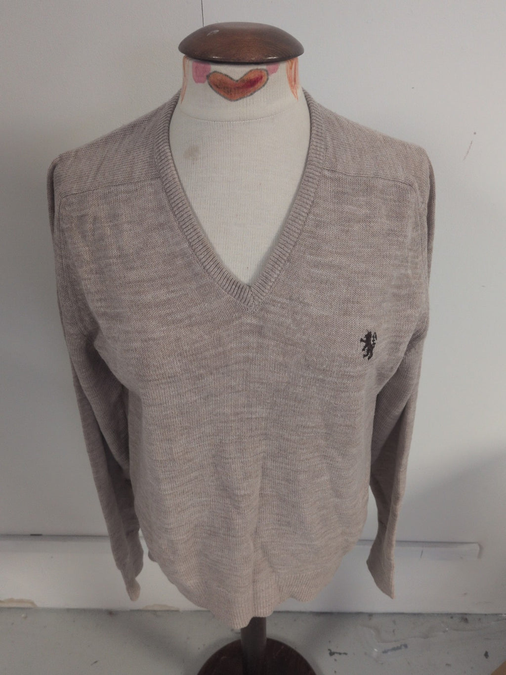 BHS 38" Chest Pale Brown V Neck Pullover Jumper