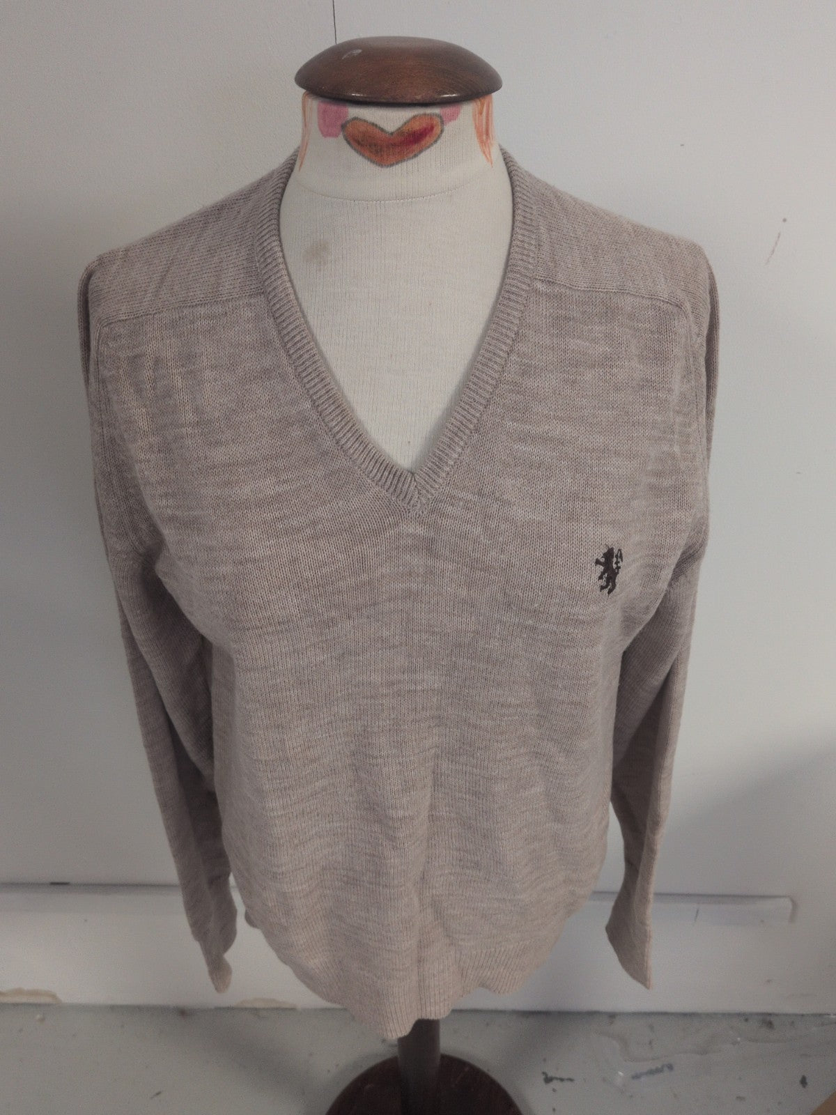 BHS 38" Chest Pale Brown V Neck Pullover Jumper