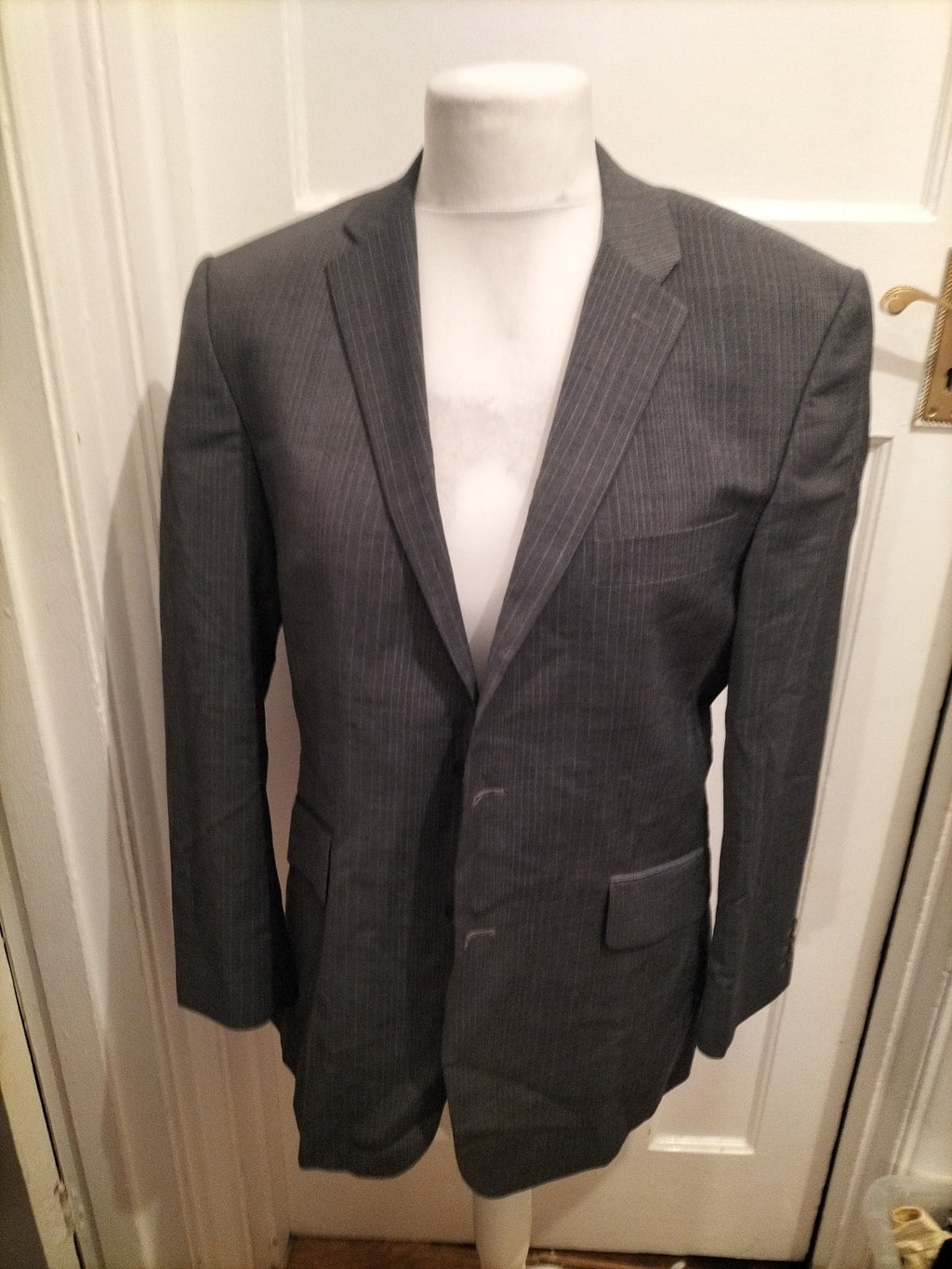 Mens Burton Size 40S Grey Pinstripe Suit Jacket