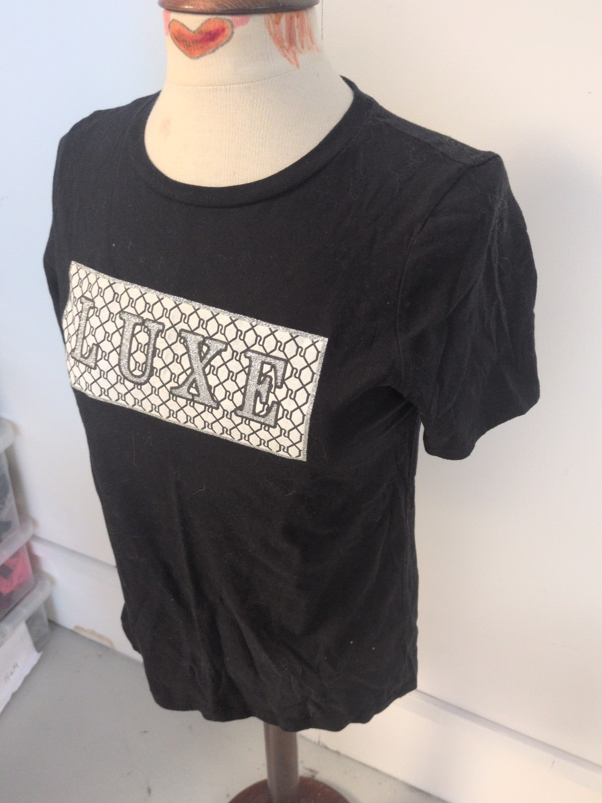River Island 10 Black Print "Luxe" Short Sleeve T-shirt