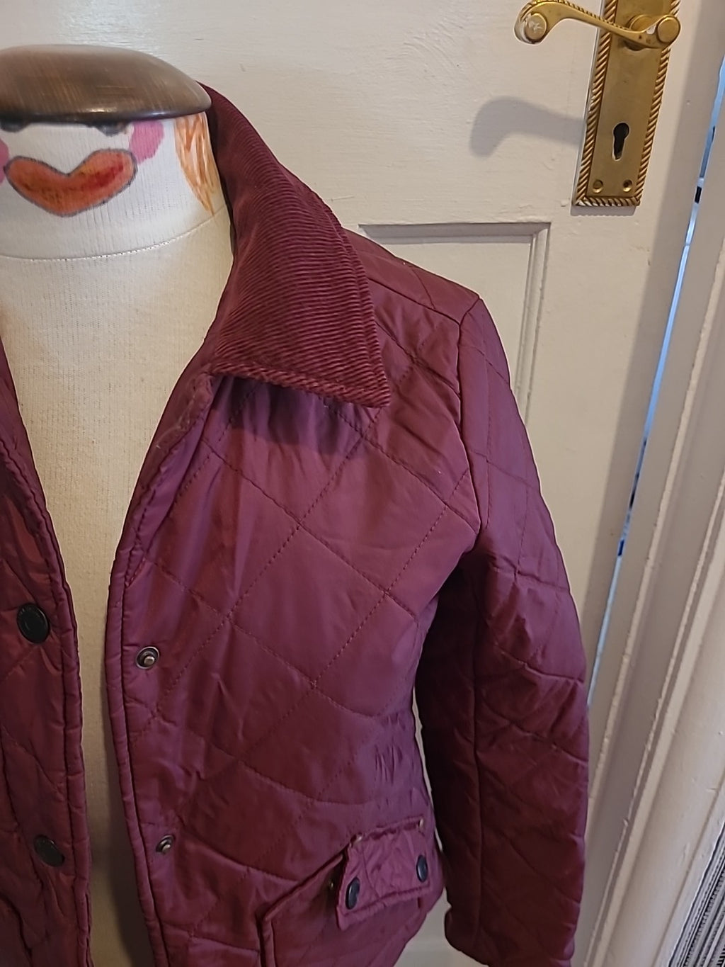 Ladies River Island Size 6 Burgundy Long Sleeved Coat
