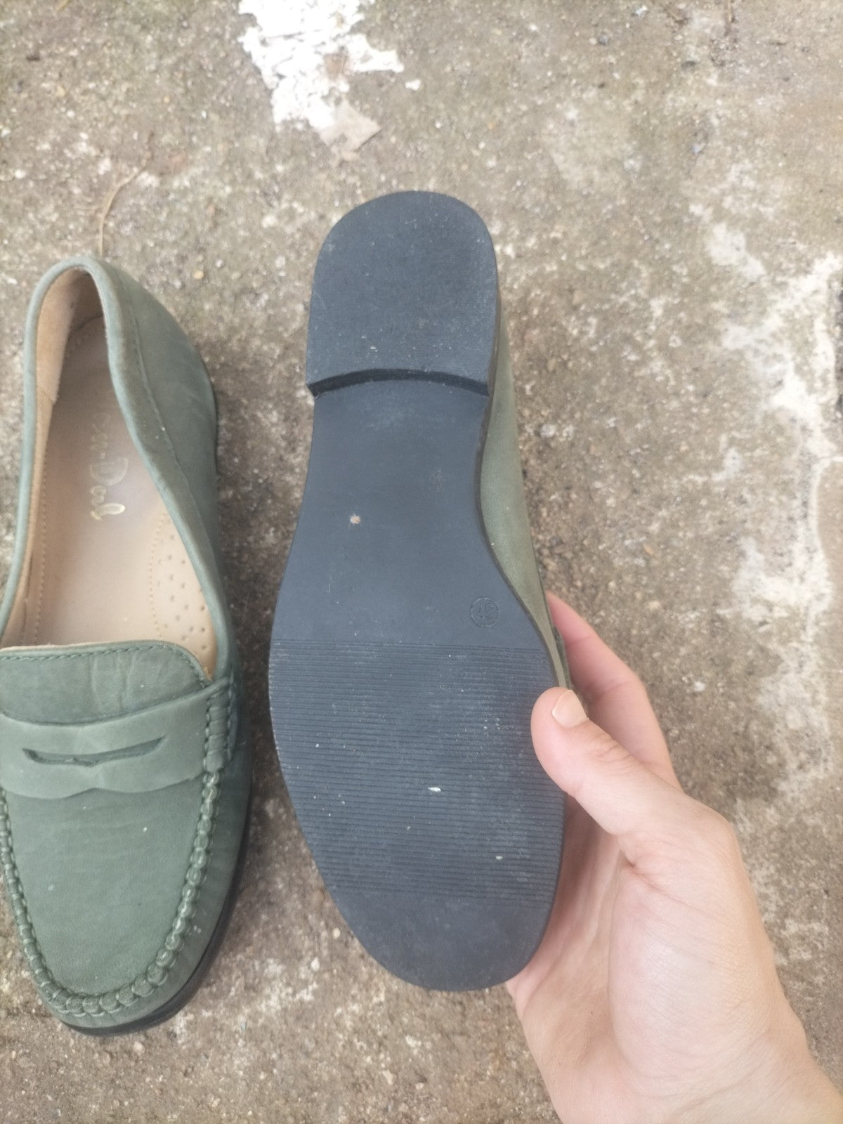 Ladies Van Dad Size 37 Green Slip On Shoe