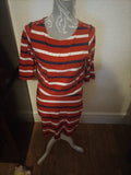 Ladies Regatta Size 12 Red Striped Short Sleeved Dress