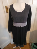 Ladies Boden Size 18R Grey And Black Long Sleeved Long Length Dress