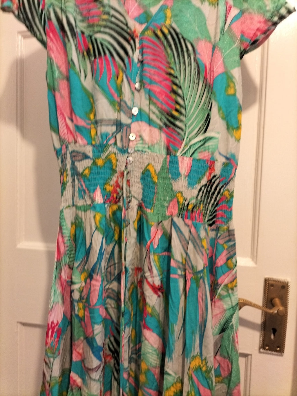 Ladies Last Queen Paris Size Small Multicoloured Cap Sleeved Long Dress