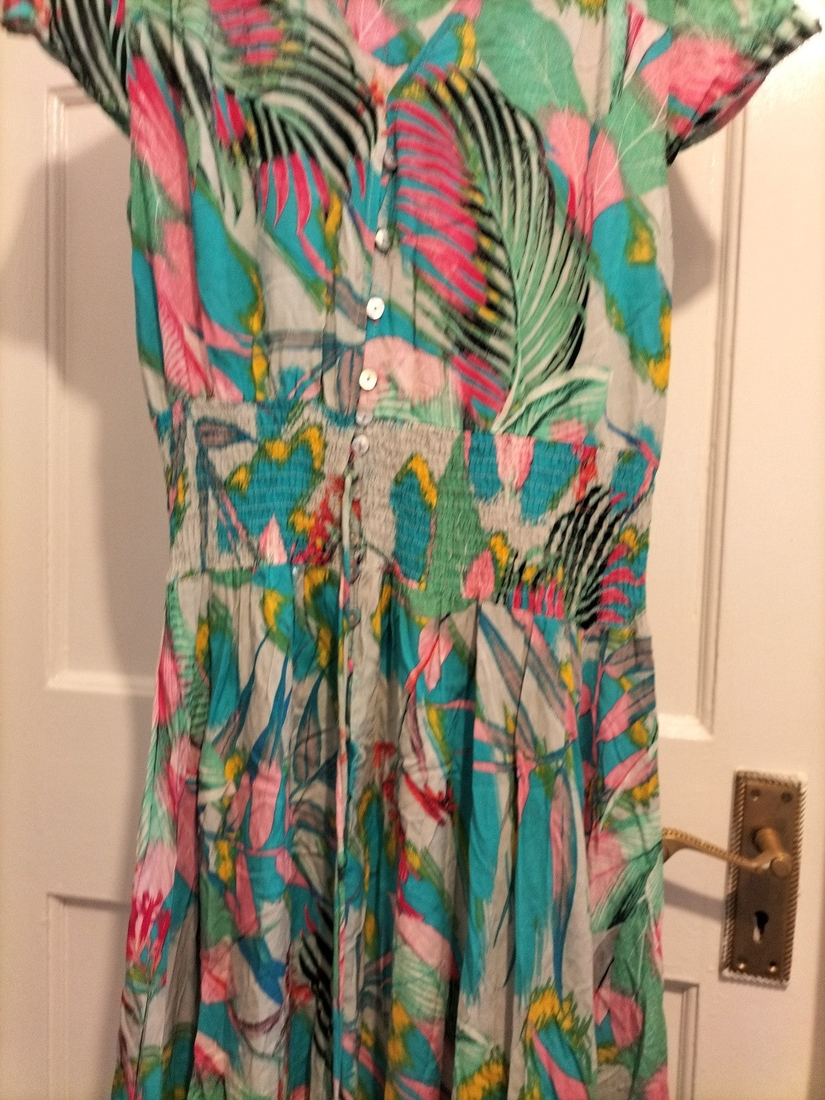 Ladies Last Queen Paris Size Small Multicoloured Cap Sleeved Long Dress