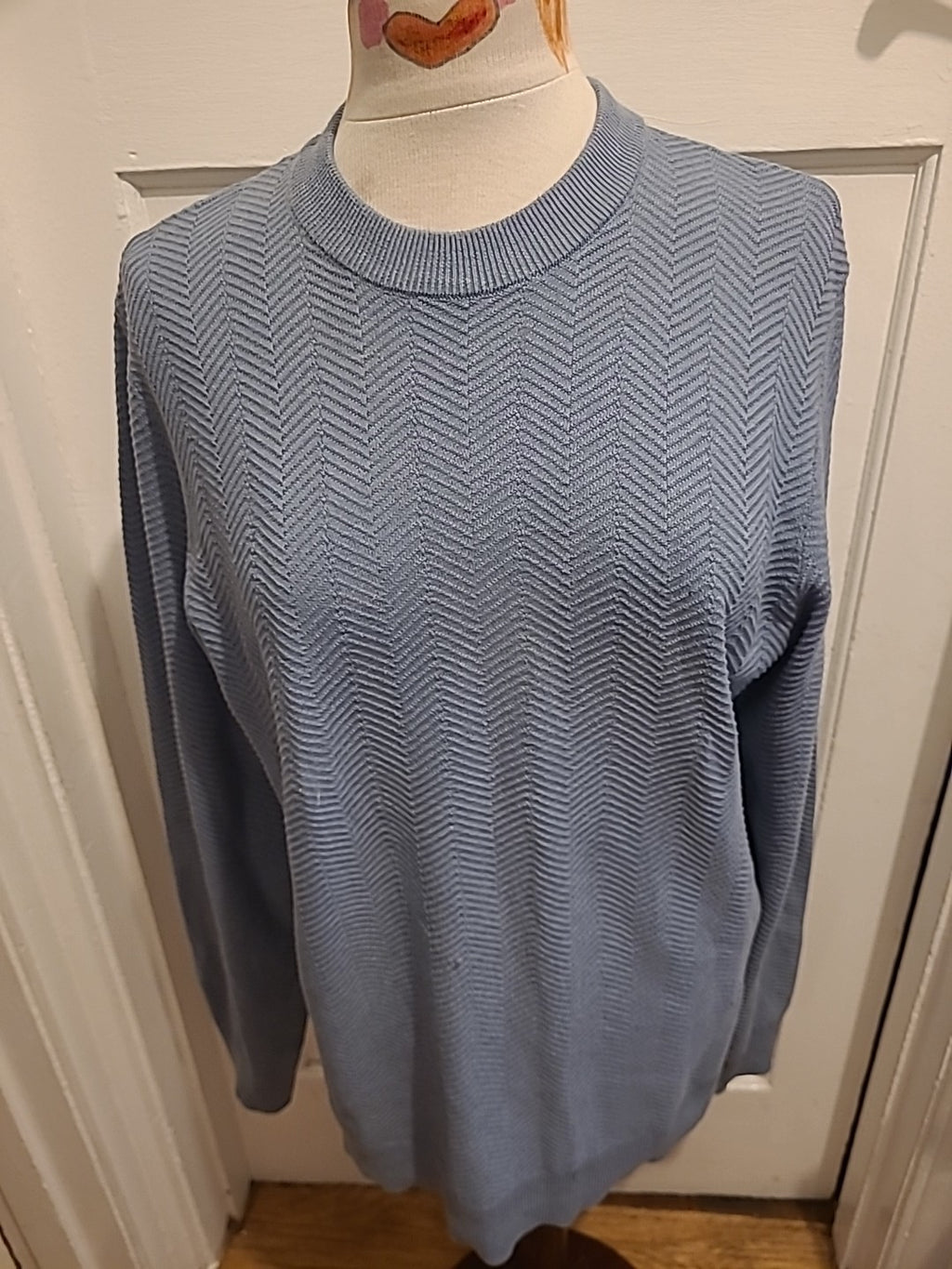 Mens Primark Size Medium Grey Long Sleeved Ribbed Pullover Jumper