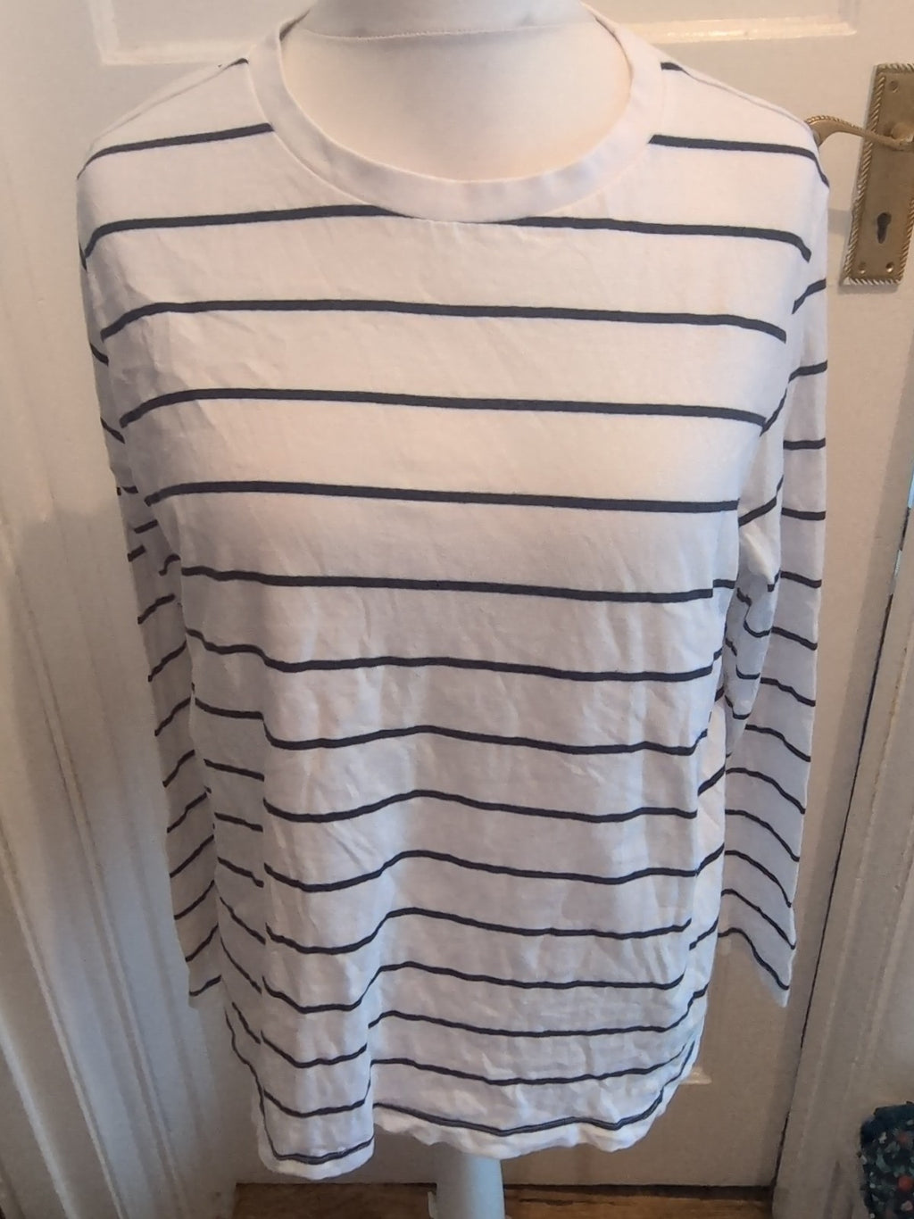 Primark XL White Stripe Long Sleeve Tshirt