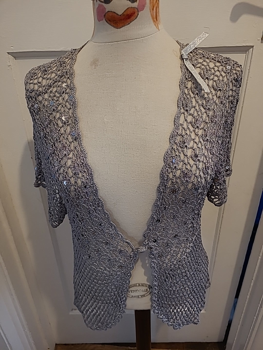 Ladies Anna Rose Collection Size XL Silver Lace Blouse