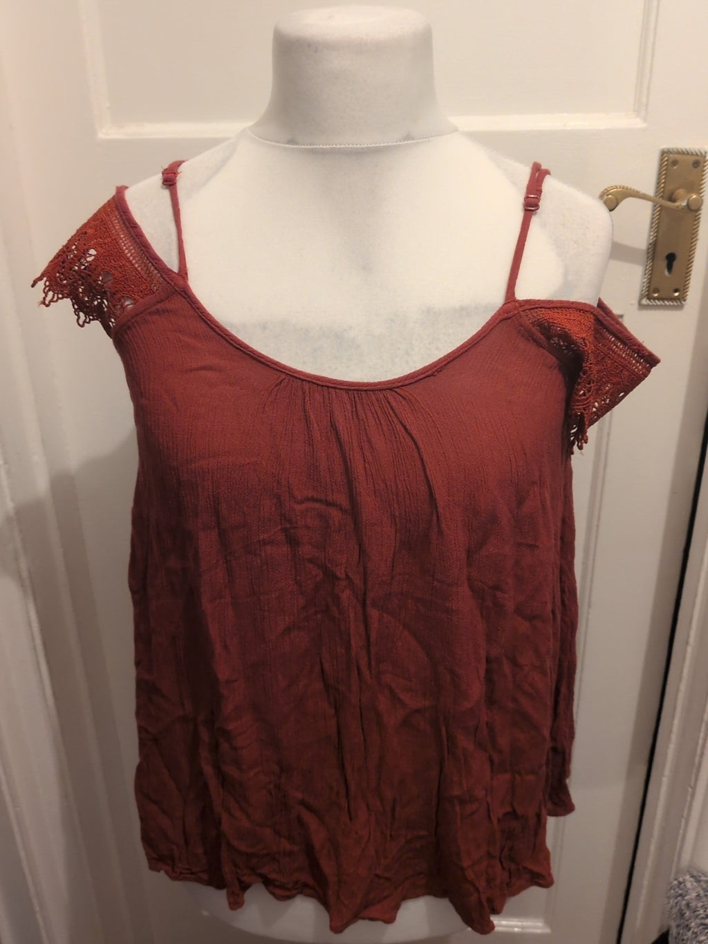 Ladies Primark Size 10 Burgundy Detail Shoulder Blouse