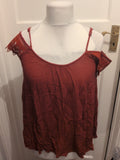 Ladies Primark Size 10 Burgundy Detail Shoulder Blouse