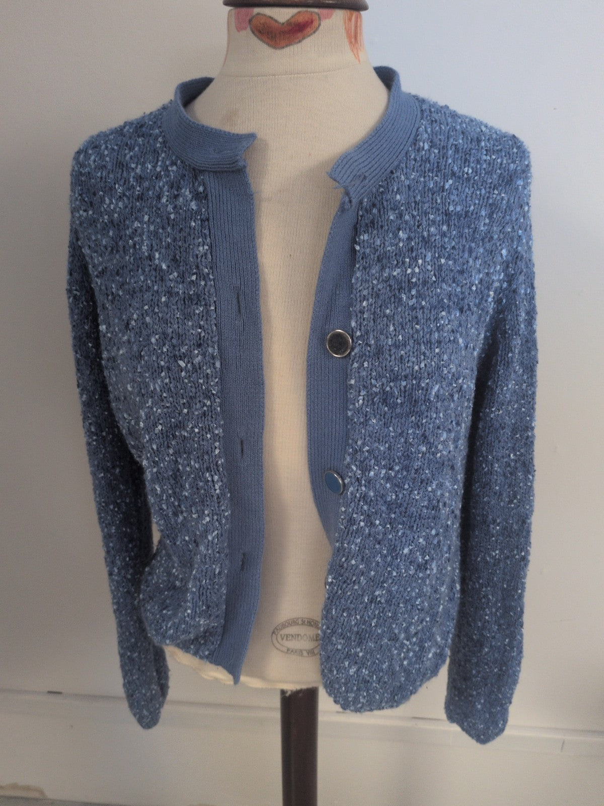 Honor Millburn Medium Blue Fleck Buttoned Cardigan