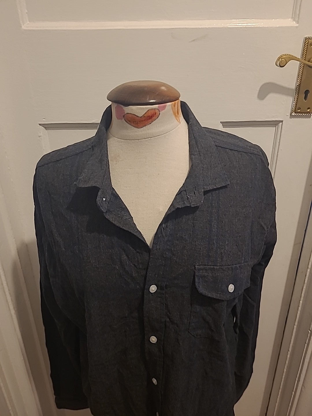 Mens Threadbare Size XL Grey/Blue Long Sleeved Shirt