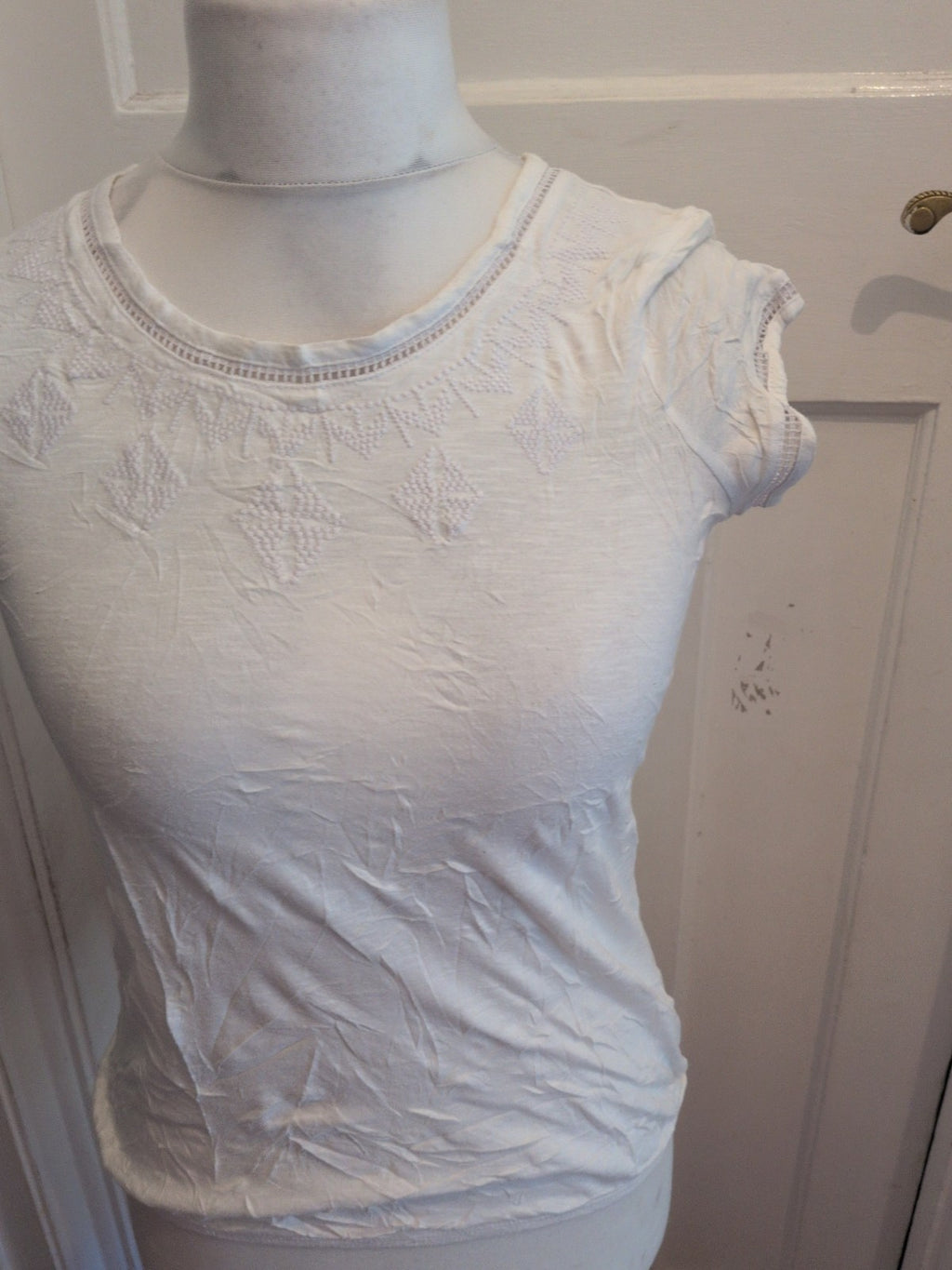 Next Essentials 8 White Embroidery Short Sleeve T-shirt