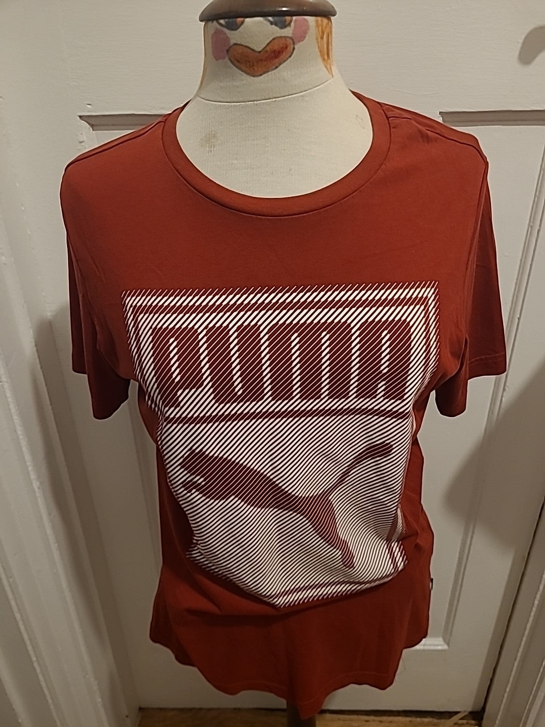 Mens Puma Size Small Red And White Printed Tshirt Short Sleeved