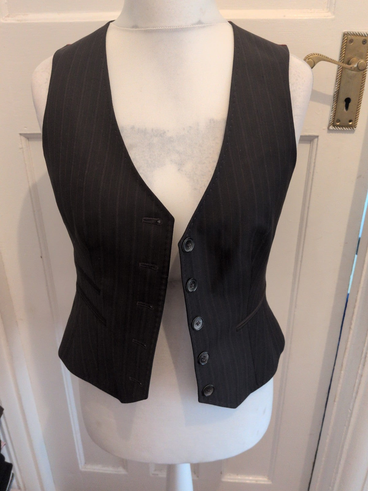Next Signature 12 Brown Pinstripe Waistcoat