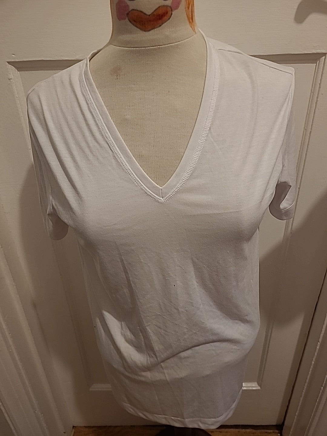 Ladies Marks And Spencer Size 8 V Neck Longline Tshirt(Small Marks On Front)