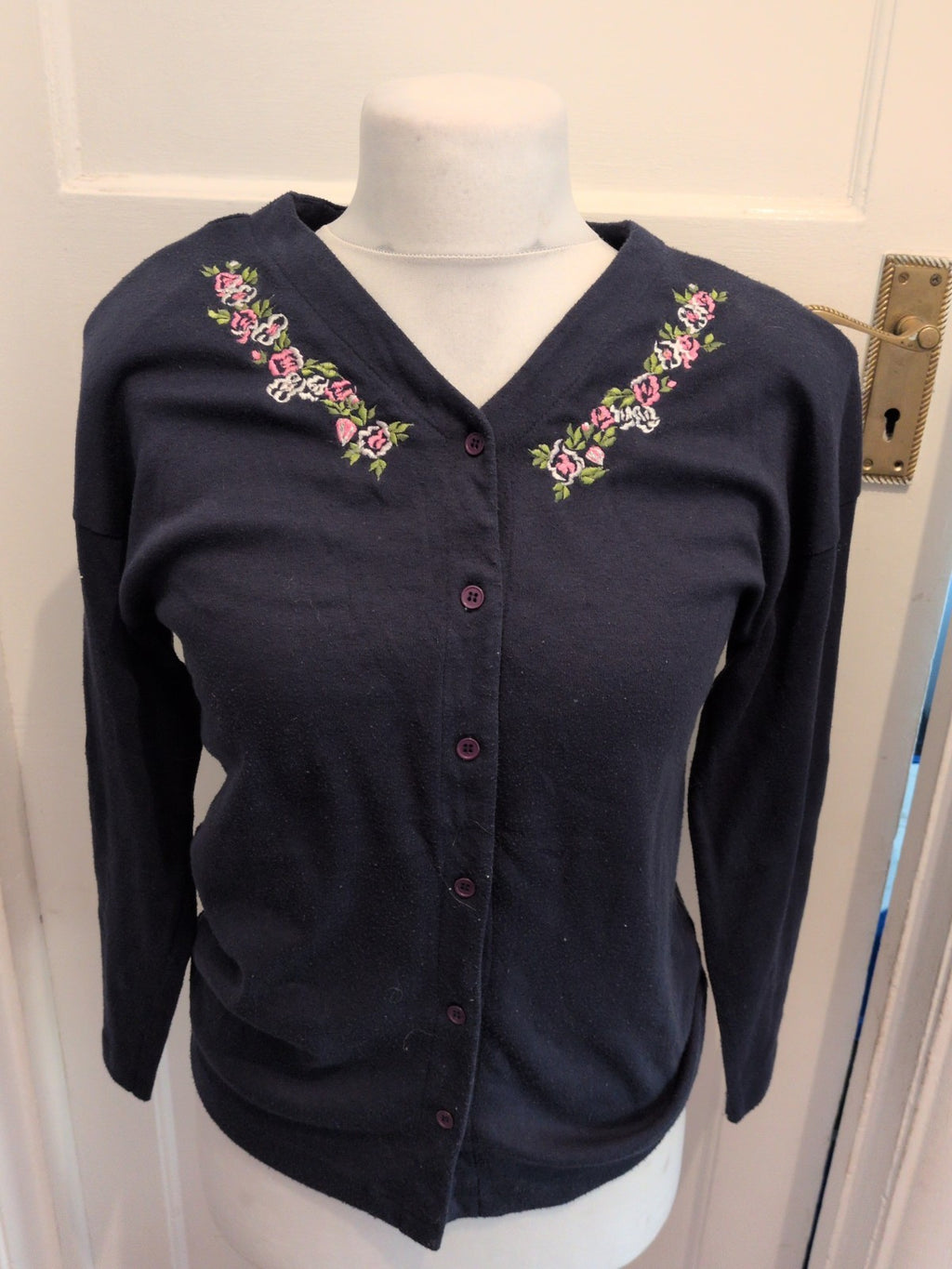 Canda 12 Navy Floral Long Sleeve Cardigan