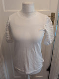 Ladies Peacocks Size 8 White Embroidery Sleeves T-shirt