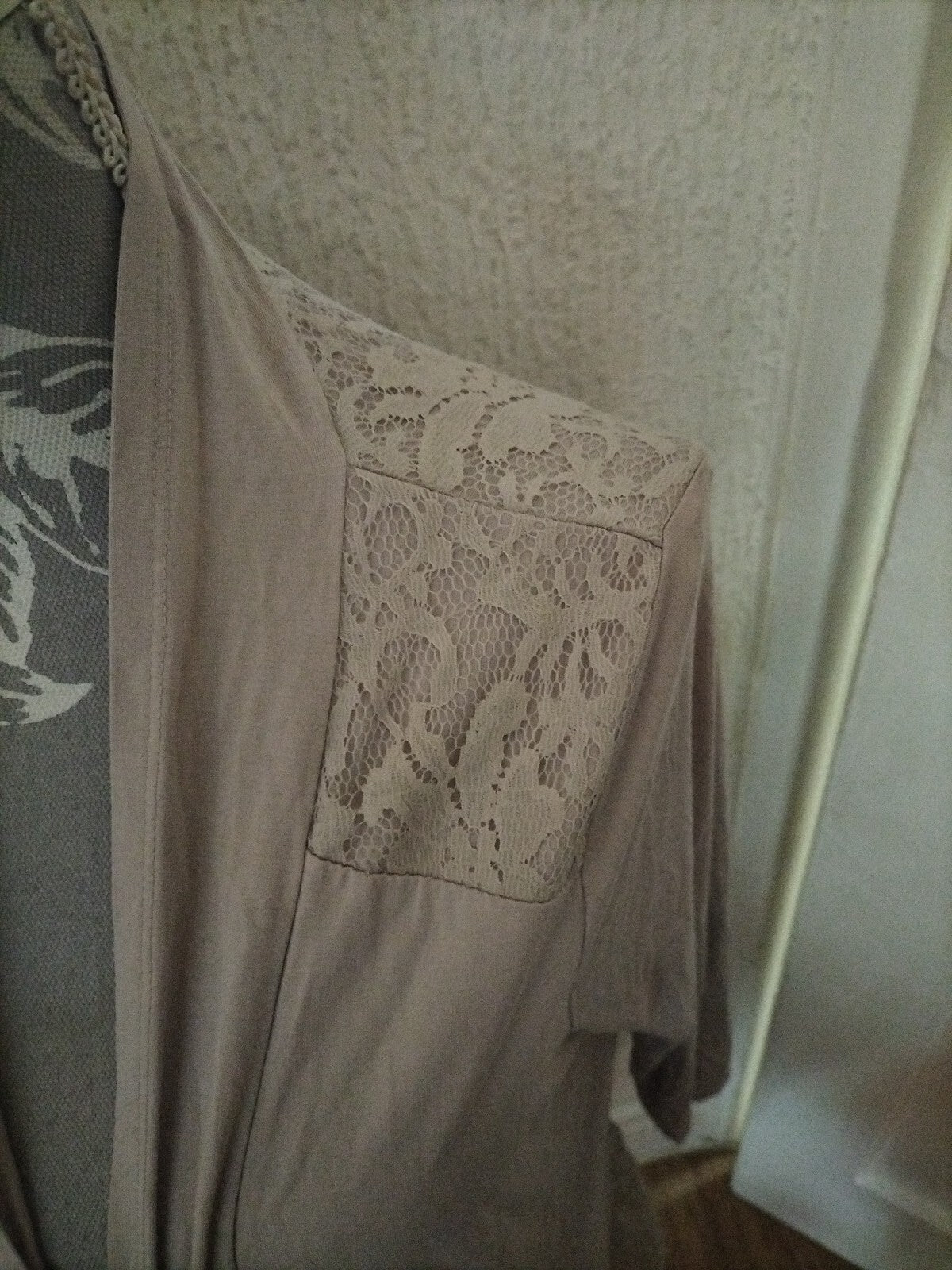 Ladies Together Size Medium Pale Brown Long Sleeve Cardigan