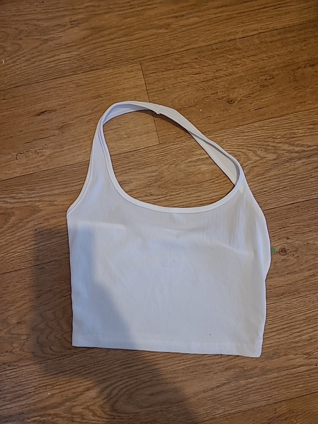 Ladies Shein Size Small White Ribbed Halterneck Crop Top