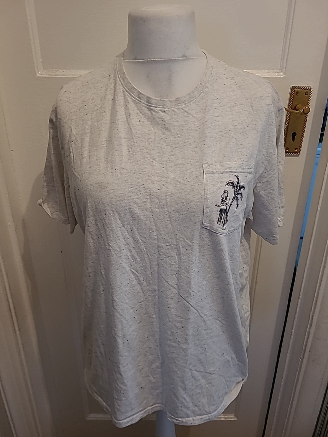 Mens M&S Size L Grey Palm Tree Short Sleeved Pyjama Top