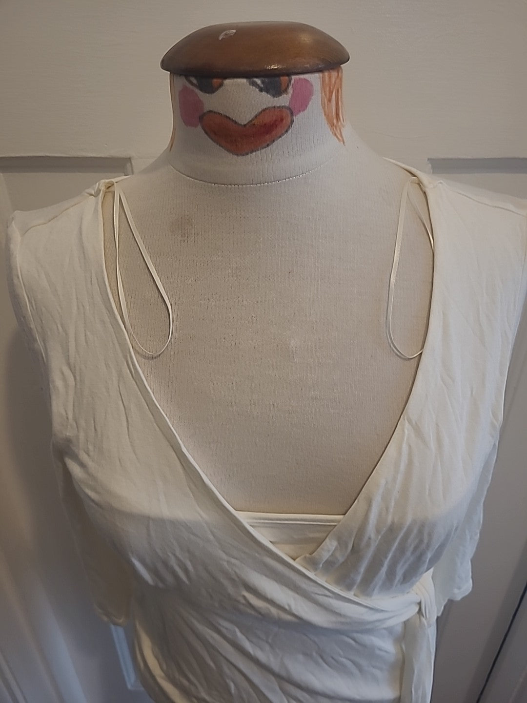 Ladies Mothercare Size 12 Cream Short Sleeved Longline Maternity Top