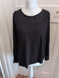 24 Black Patterned Neck Long Sleeve Blouse