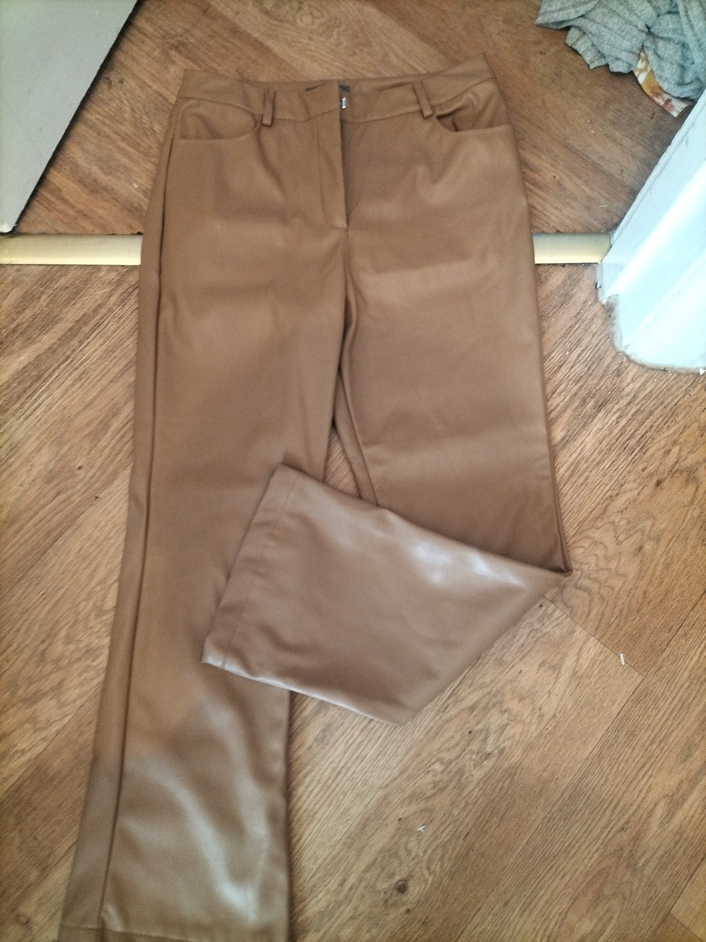 Ladies Primark Size 12 Brown Pleather Trousers