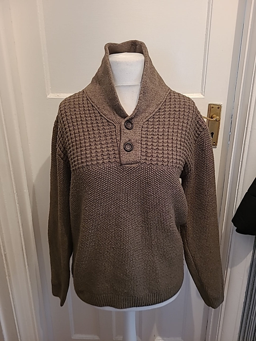 Mens Next Size Large Khaki Collared Jumper