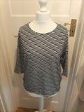 Ladies Tu Size 14 Navy And White Striped 3/4 Sleeved Tshirt