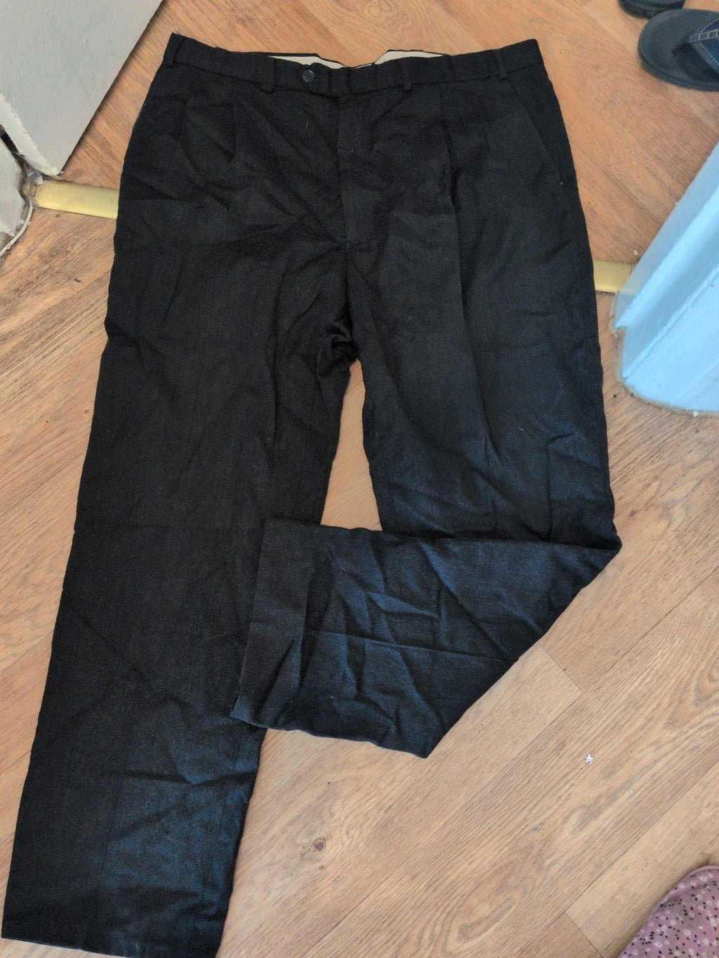 Marks And Spencer St Micheal 40/31 Wool Cashmere Dark Charcoal Trousers