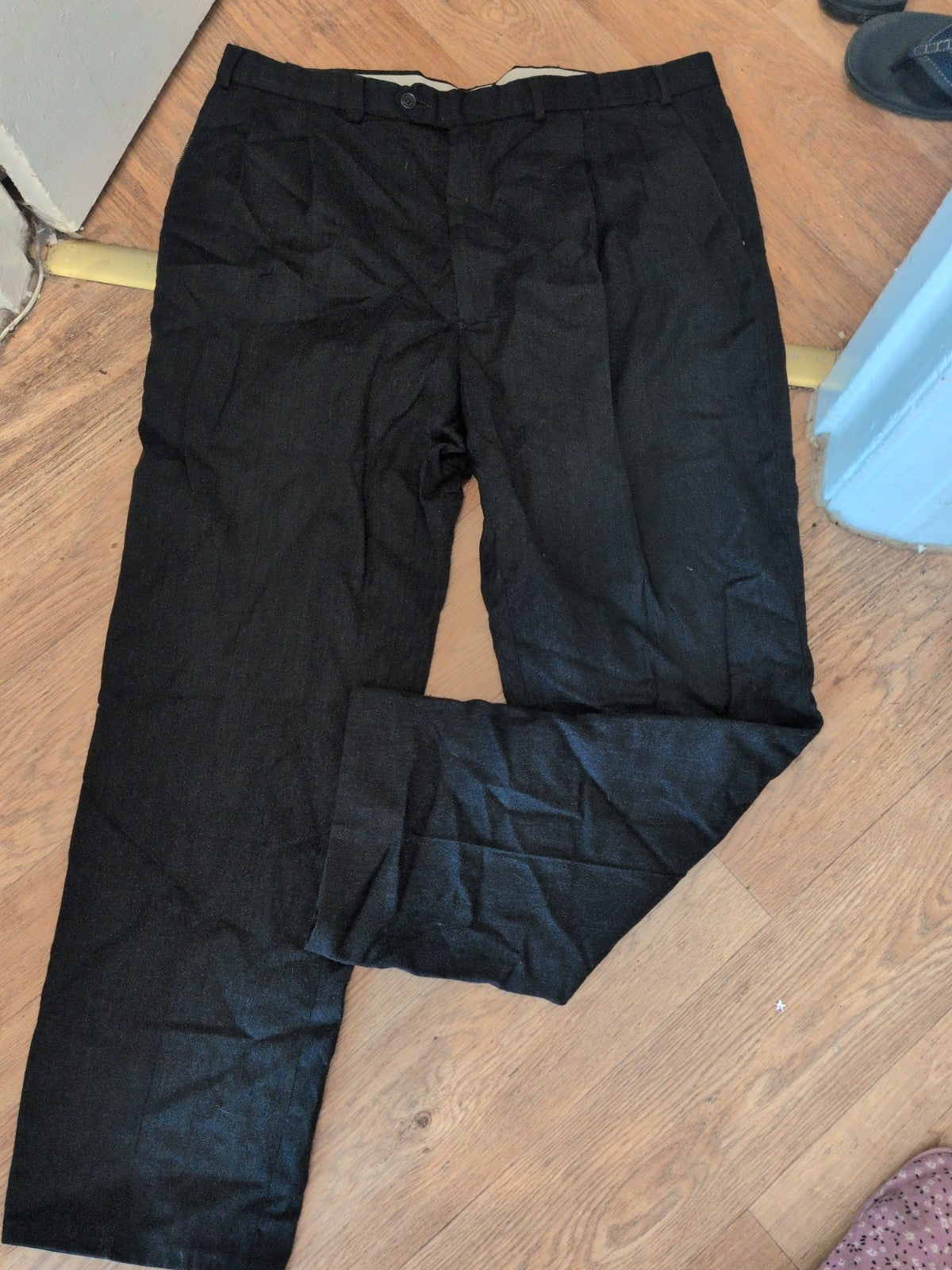 Marks And Spencer St Micheal 40/31 Wool Cashmere Dark Charcoal Trousers
