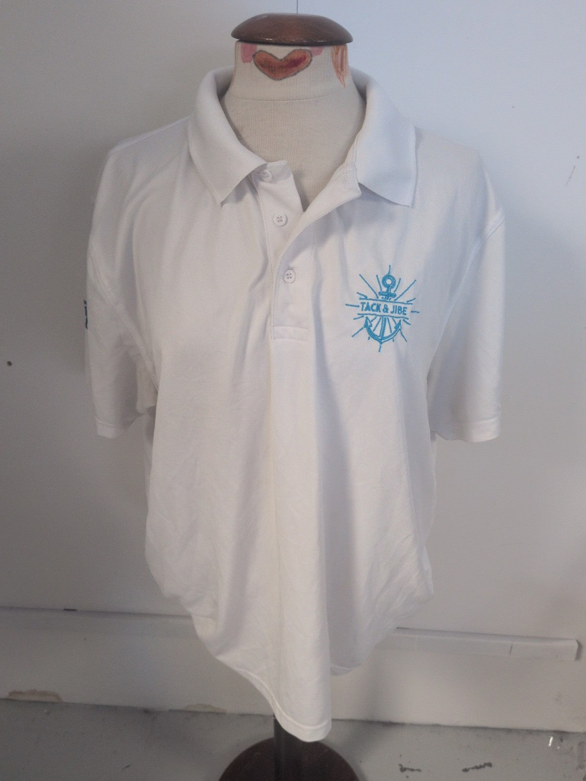 Uneek 2XL White With Blue Short Sleeve Polo Shirt