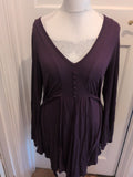 Evan 16 Deep Purple Long Sleeve V Neck Blouse